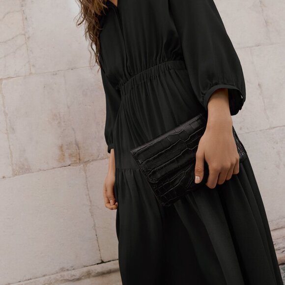 Cuyana Verano Dress tencel small black midi S - Picture 2 of 7